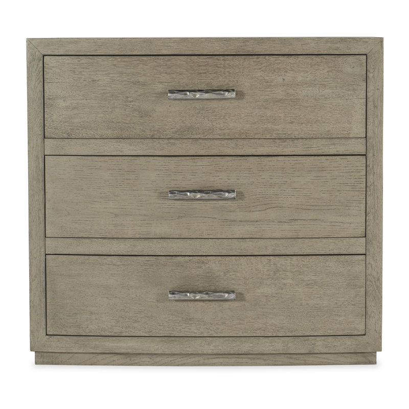 Gray Oak Transitional 3-Drawer Nightstand