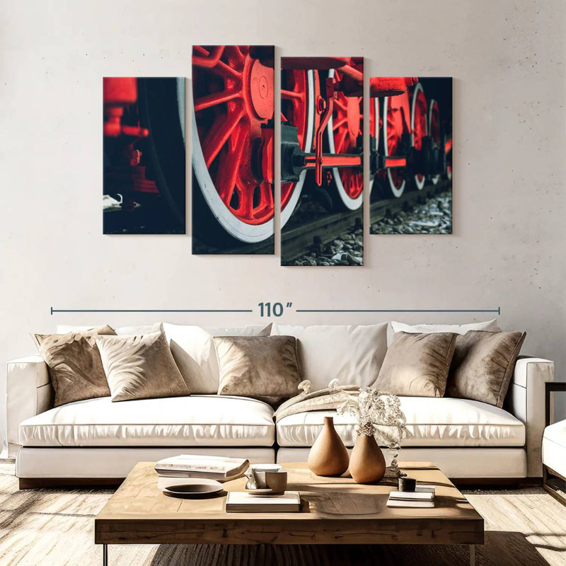 Mehar Red Locomotive Wheels, 54" H x 84" W