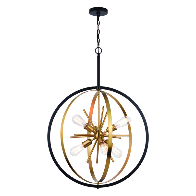 Creekmore 6 - Light Dimmable Sputnik Sphere Chandelier, Gold/Matte Black