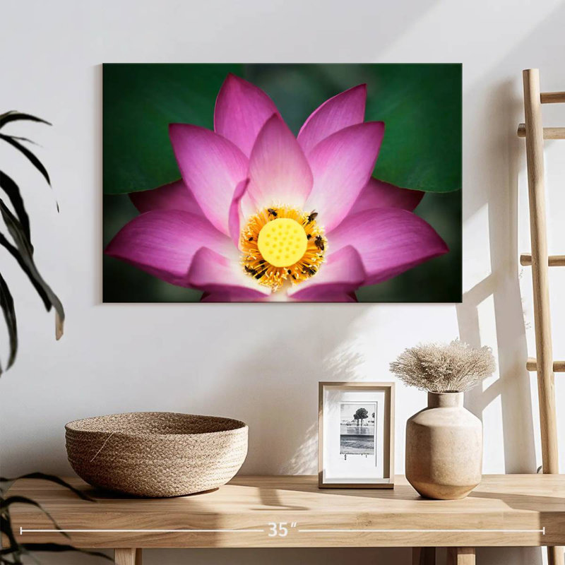 Harnek Bees On Lotus, 16" H x 24" W