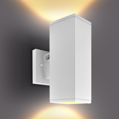 Dusk To Dawn LED Outdoor Wall Light, 10", Up And Down Light, 3CCT 3000K-5000K, Waterproof Square Wall Sconce, 15/20/24W, Dimmable, IP65, ETL