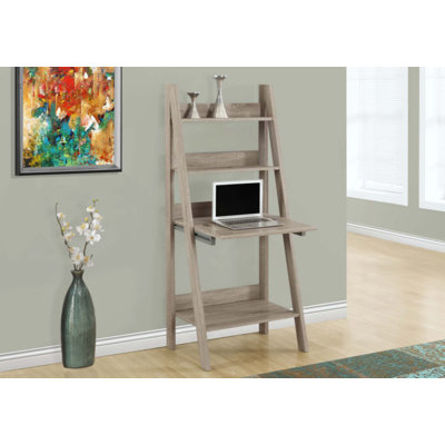 Bureau d'ordinateur, bureau personnel, ordinateur portable, incliné, travail, tablettes de rangement, contemporain, moderne