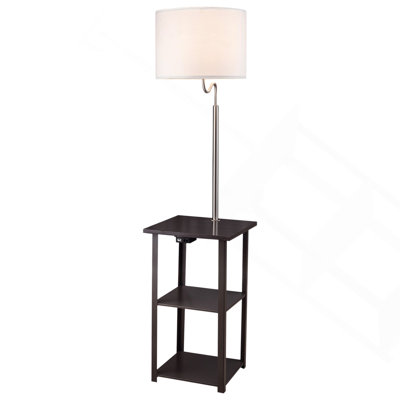 58" Squared Sofa Side Shelves Table Lamp W/ Power Station