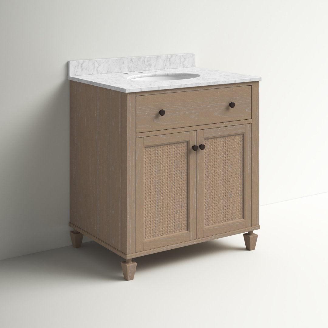 Govanna 30'' Single Bathroom Vanity with Carrara Marble Top Charlton Home®