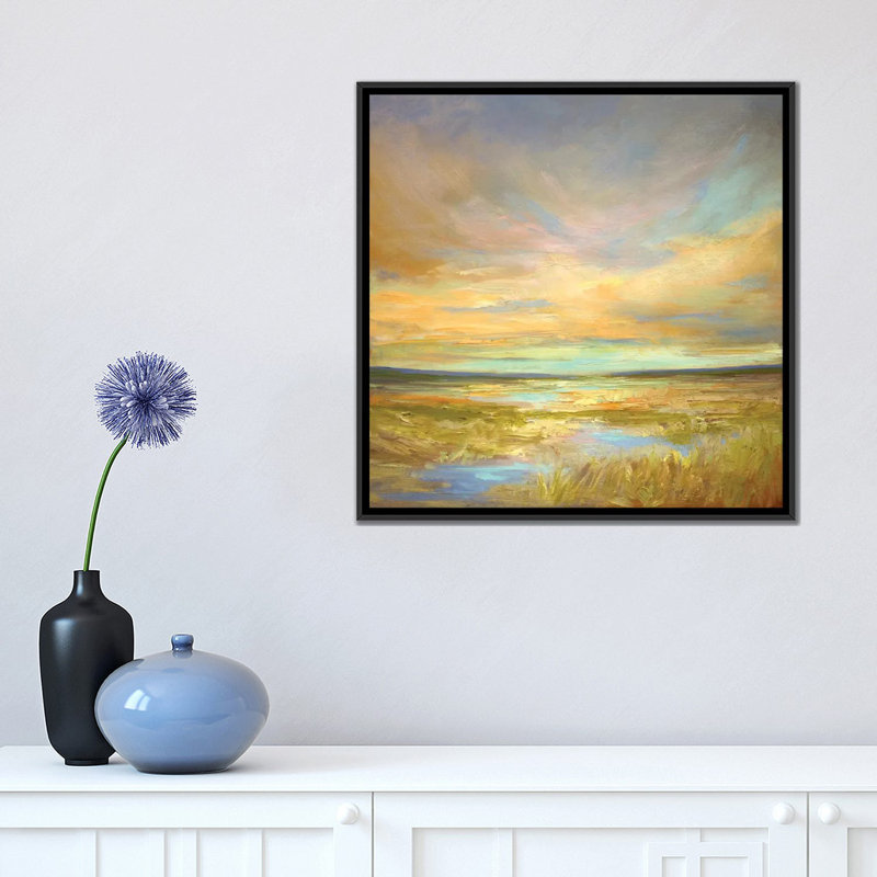 Morning Sanctuary - Print, 18" H x 18" W x 1.5" D, Black Floater Framed Canvas, No Mat