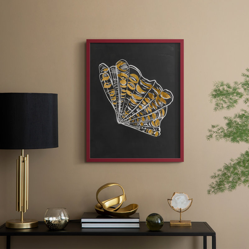 «Night Shell I», reproduction encadrée - bois massif, H 11 po x l 9 po, Rouge