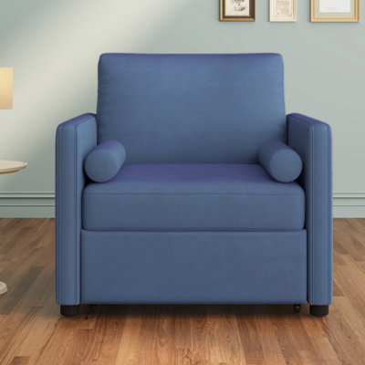 Fauteuil convertible en velours bleu encre, ensemble de canapé-lit 3 en 1 en éponge haute densité