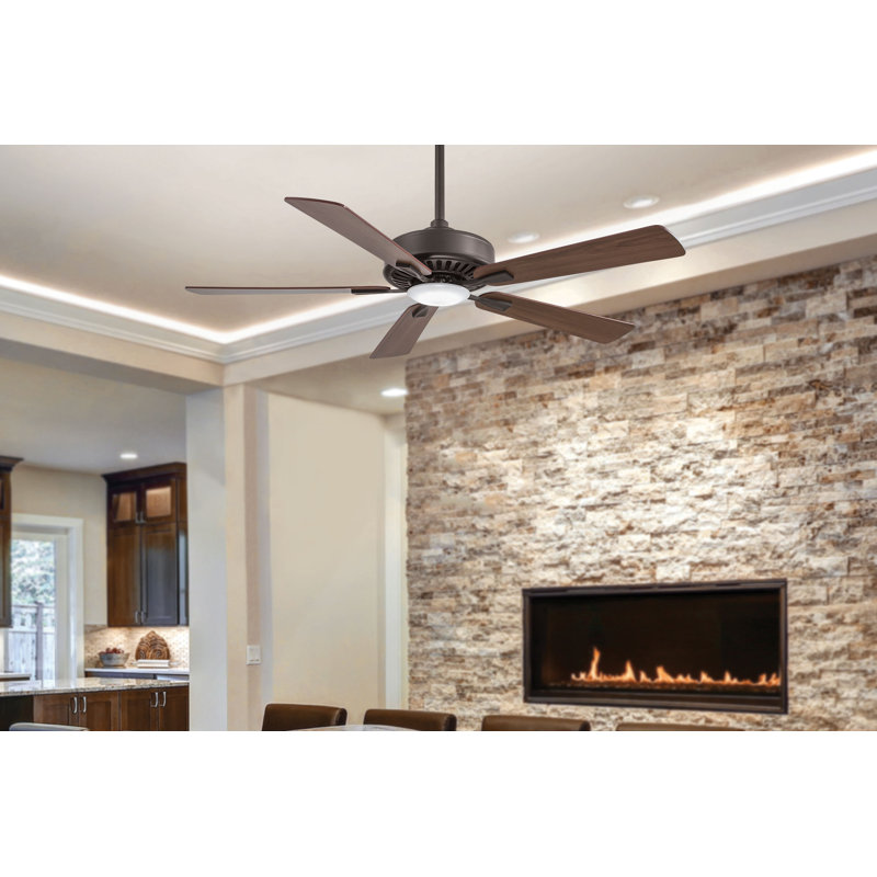 52" Contractor 5 - Blade LED Propeller Ceiling Fan with Remote Control and Light Kit Included, Oil Rubbed Bronze