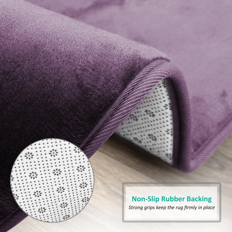 Ultra Soft and Absorbent Memory Foam Contour Mat with Non-Slip Backing, Eggplant/Purple