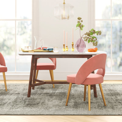 Adaline Rectangular Marble Top Dining Table with Wood Base