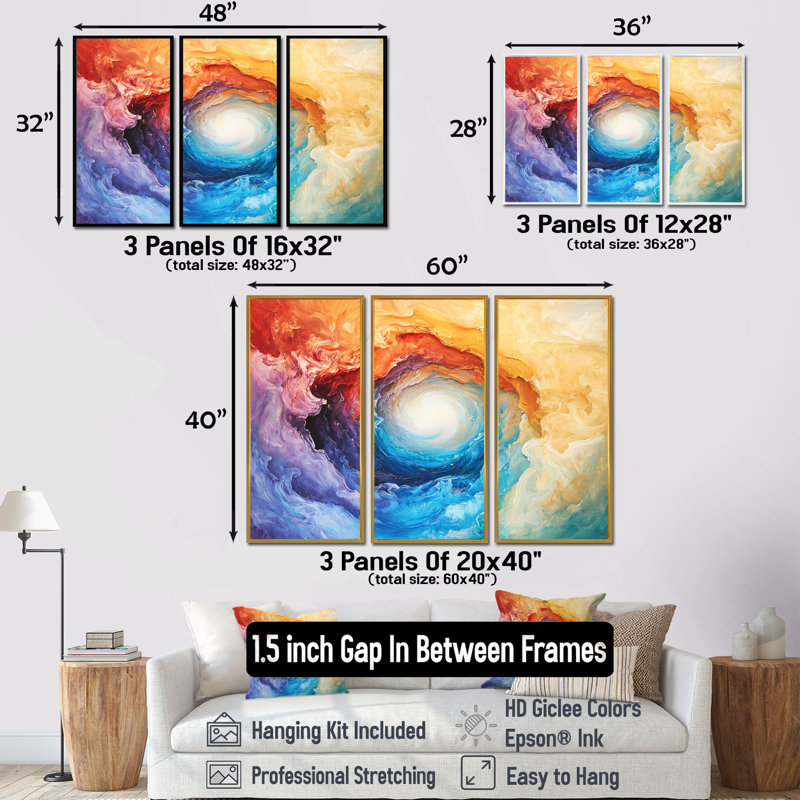 Cosmic Vortex In Universe - Space, art mural, H 40 po x l 60 po, Reproduction avec cadre flottant, Argent argent