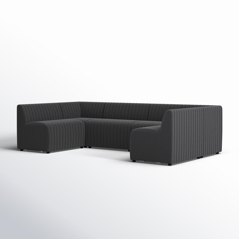 Grayson 106" Wide Symmetrical Modular Corner Sectional, 31.5" H X 119.5" W x 66.5" D, Charcoal Polyester