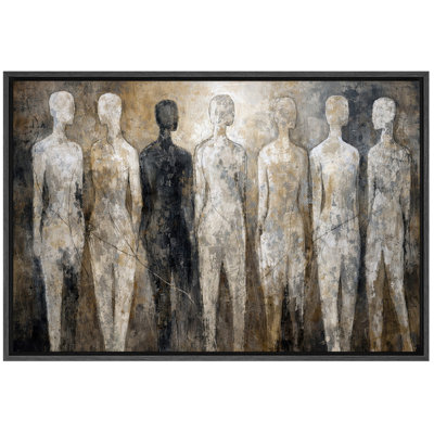 Abstract Figures Artwork, Diverse Human Connection Pictures, Framed Canvas Giclee Print Wall Art
