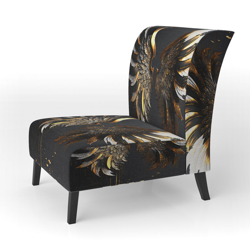 Upholstered Slipper Chair, Modern Aldus Accent Chair - Aldus, Gold/Black Polyester Blend