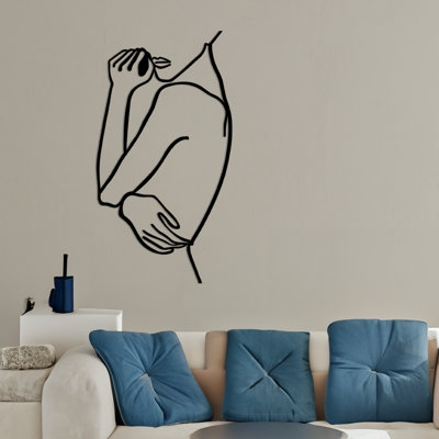 Stylish Black Metal Wall Accessory, 27.6 x 0.6 x 15.0 inches | 100% Metal Construction, Thickness: 0.06 inches | Easy Wall Hanging Design | Unique Real Wood Texture with Colour Variations | Perfect for Home Decor