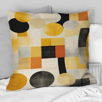 Art géométrique minimaliste abstrait Midcentury IV - Coussin décoratif imprimé Mid-Century abstrait