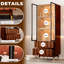 Keit 23,6 po Vitrine 3 niveaux à liqueur, bibliothèque et armoire Mid-Century en bois avec porte en verre