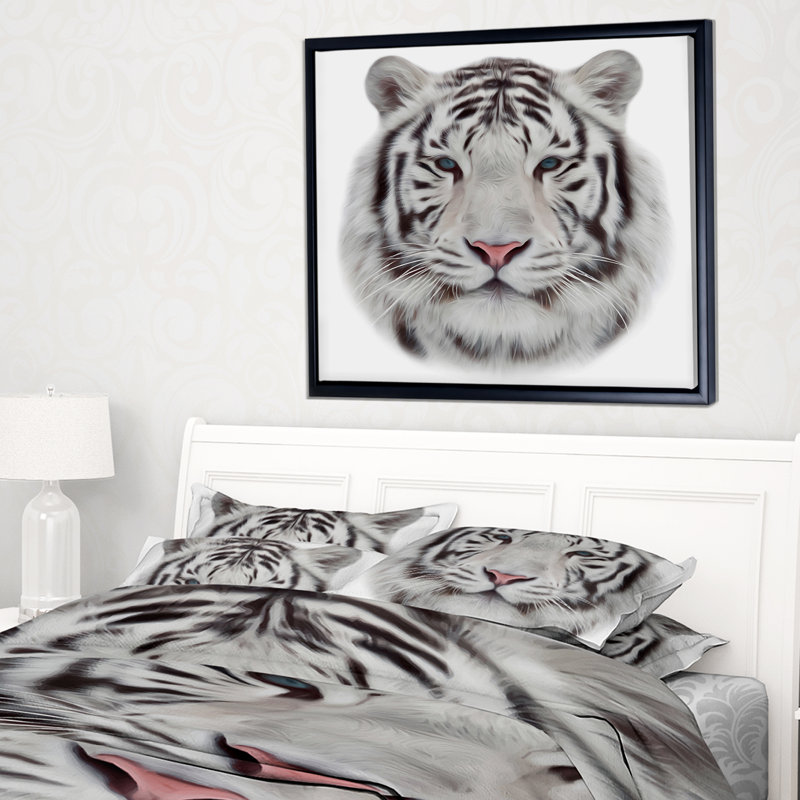 « white bengal tiger », peinture à l’animal, H 12 po x l 20 po x P 1 po, Toile avec cadre flottant
