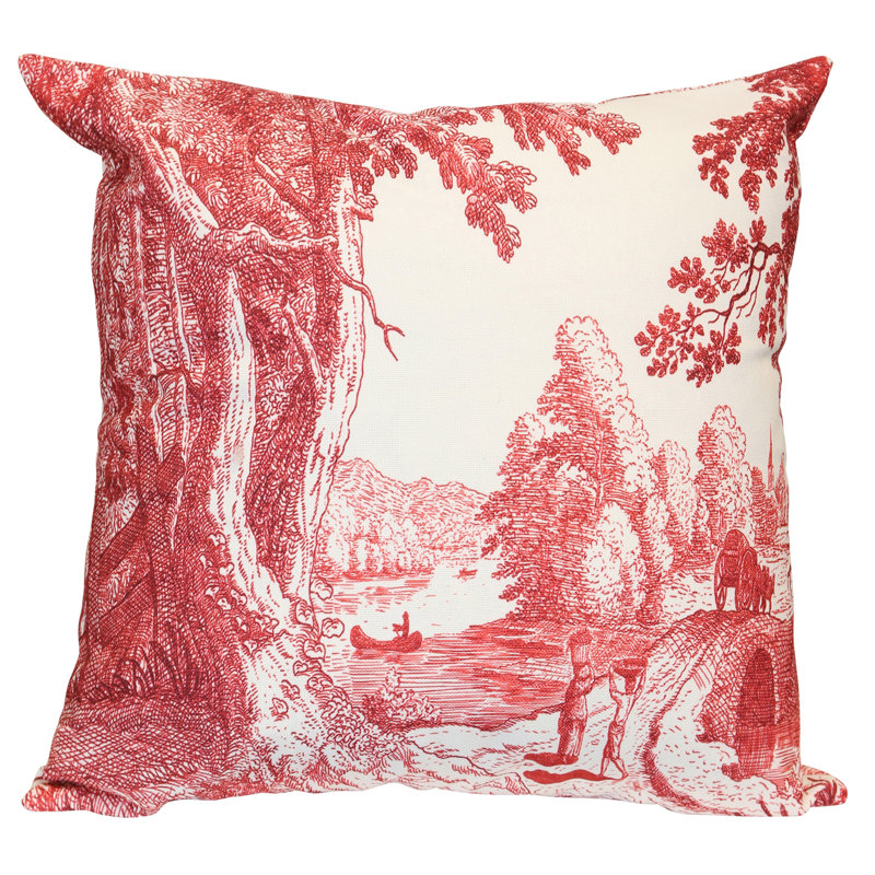 Coussin en toile Reverie - Claret et ivoire - 24 po x 24 po, 24 po x 24 po, Claret, ivoire