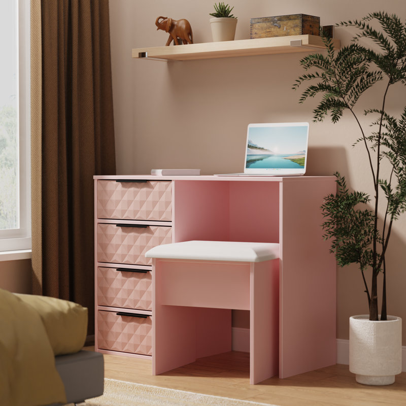 Tarkio 4 Drawer Vanity, Pink