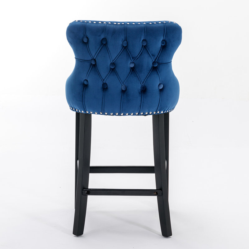 Tabourets de bar en velours, Bleu