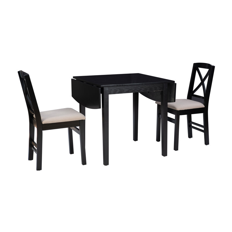 Aitana Drop Leaf 3-Piece Dining Set, Black