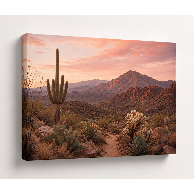Saguaro Desert Trail - Paysage désertique du sud-ouest sur toile tendue, 24"H x 36"W x 1.5"D