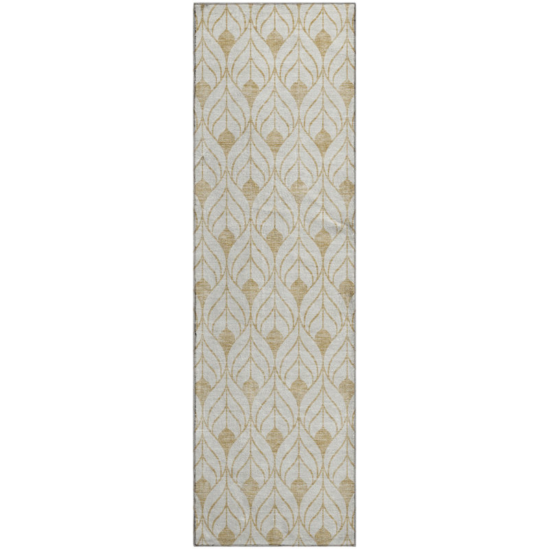 Premium Machine Washable Prisco Gold Rug, Runner 2'3" x 7'6"