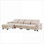 Canapés modulaires | Canapé moderne rembourré en méridienne réversible à 5 places pour salon | Beige | Chenille