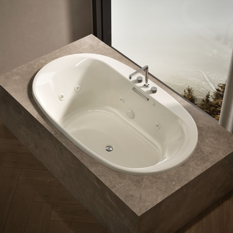 72" x 42" Drop in Whirlpool Acrylic Bathtub with Heater, Thunder Gray