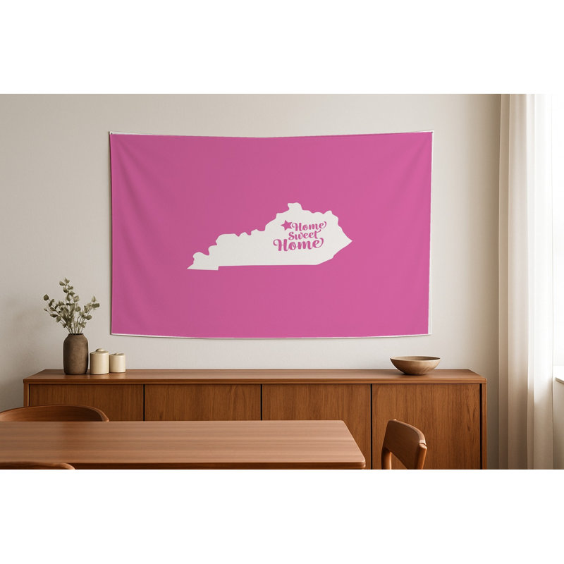 Home Sweet Frankfort — Silhouette de l'État du Kentucky — Tapisserie murale tissée de paysage, H 26 po x l 36 po
