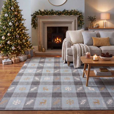 Cotton Washable Checkered Indoor / Outdoor Rug