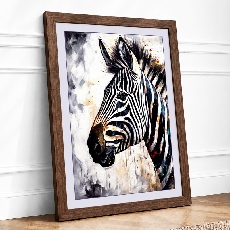 Zebra Profile Boho 1 Piece Single Picture Frame Wall Art, A4 - 29.7 x 21.0 cm, Walnut