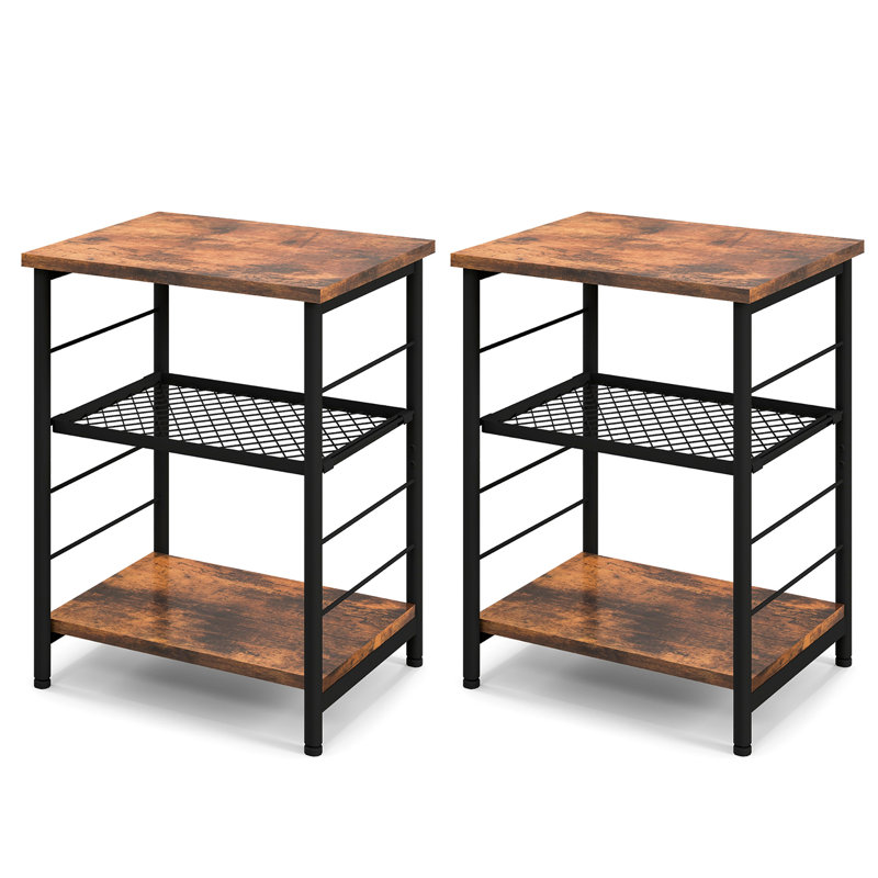 Table de chevet en acier brun rustique