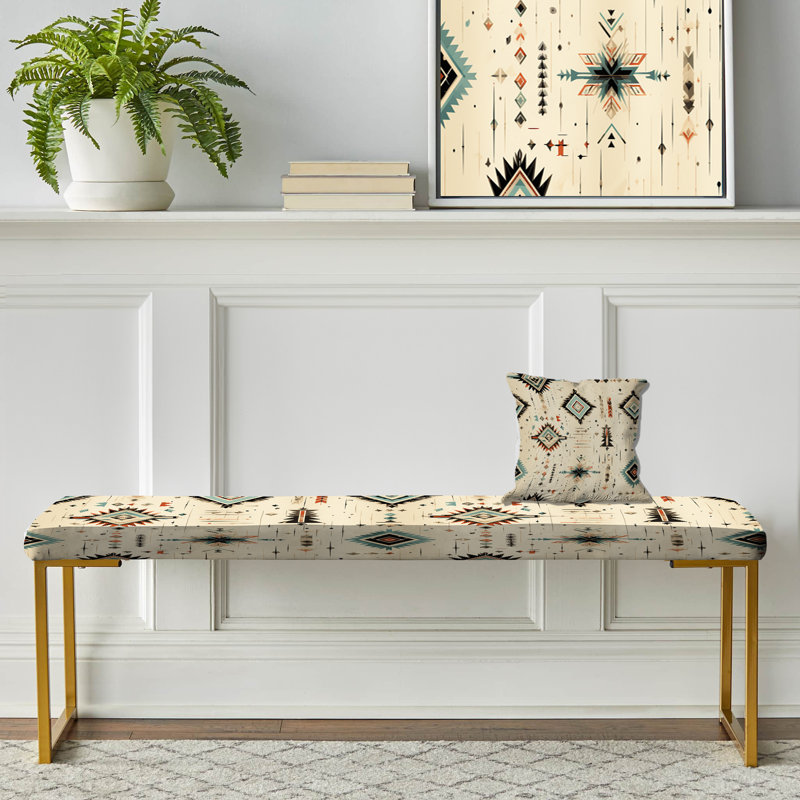Tribal Nomad Boho Motif I - Banc géométrique rembourré or, Tribal Nomad Boho Pattern I