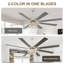 Ventilateur de plafond en cage 72 po avec lumières Mazie, grand ventilateur de maison de campagne avec télécommande pour le salon, ventilateur de lustre à moteur à courant continu réversible à 6 vitesses-378139365