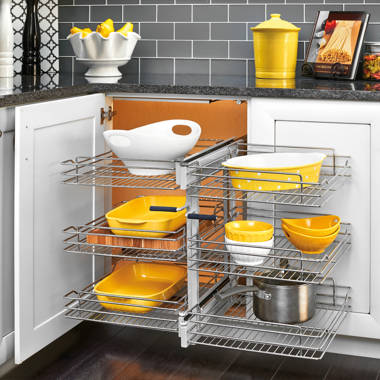 Rev-A-Shelf U-Shaped Wire Tray Divider Bakeware Cookie Sheet Organizer for  Wall or Base Kitchen Cabinets for Face Opening of 3.25 Chrome, 596-10CR-52