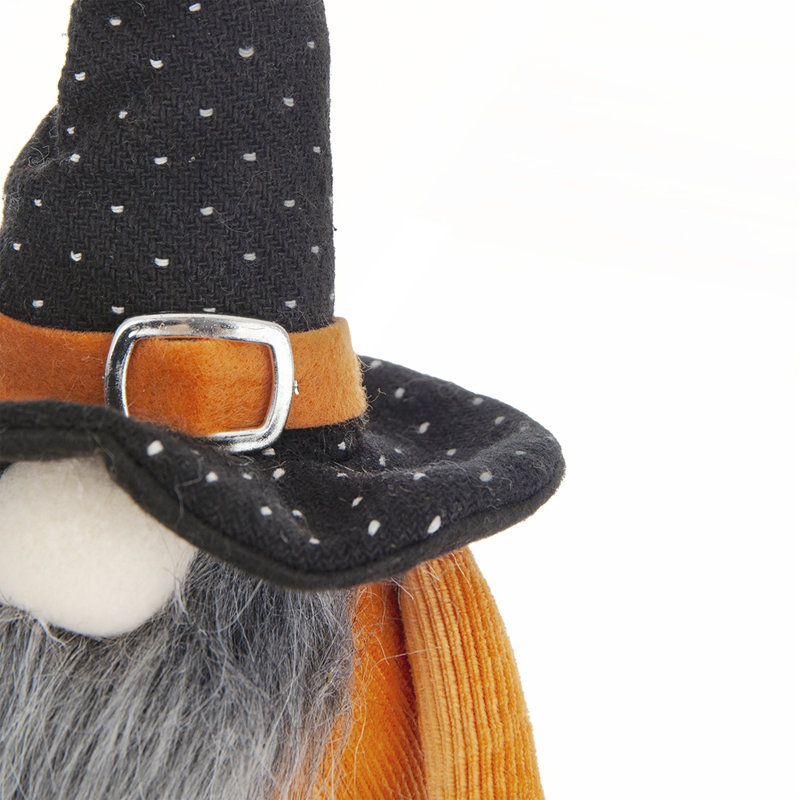 Ensemble de 2 charmants gnomes oranges et noirs avec bannière «B-O-O» pour Halloween, figurines en polyester fabriquées à la main