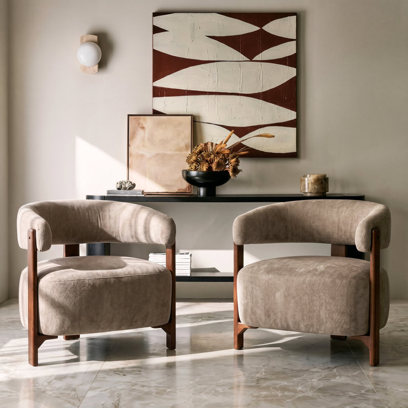 Fauteuil d'appoint rembourré Kyra, Marron clair