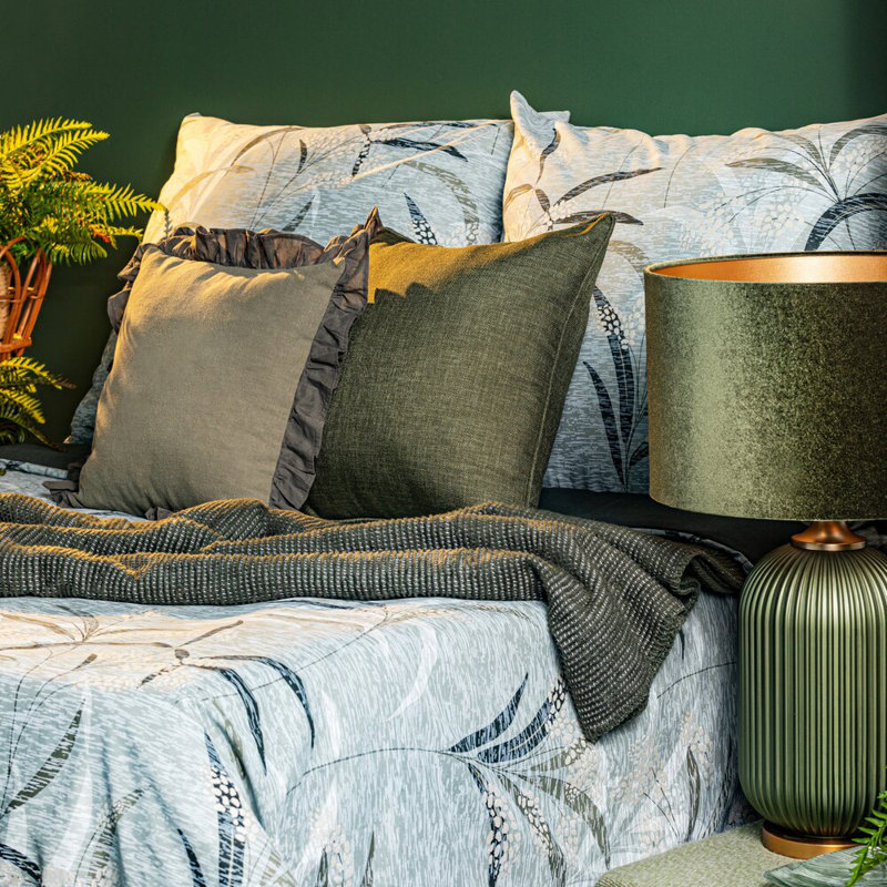 Olive 100% Cotton Reversible 3 Piece Duvet Cover Set