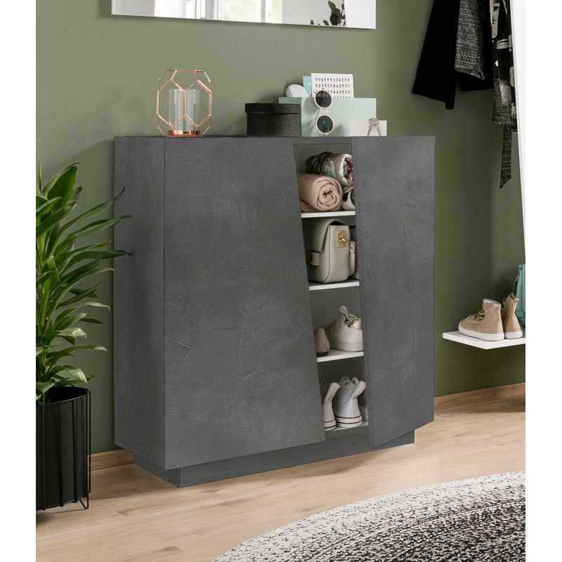 Taki 16 Pair Shoe Storage Cabinet, Black