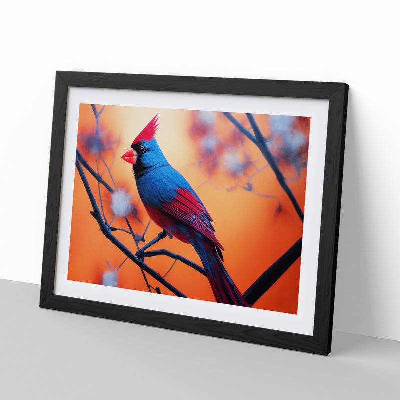 Cardinal Bird Vol.10 - Single Picture Frame Print, Black Framed, 46cm H x 64cm W x 2cm D