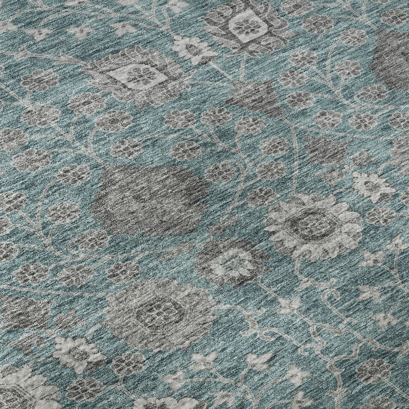 Premium Machine Washable Gurubaksh AMF1155 Floral Rug, Rectangle 3 pi x 5 pi