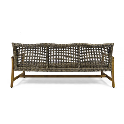 HAMPTON WOOD + WICKER 3 SEATER