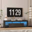 Meuble télé ultrabrillant avec lumières DEL pour téléviseur de 65 po ou moins, console de télévision moderne avec armoires de rangement pour le salon-118020976