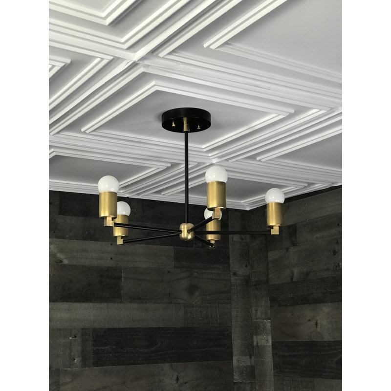 Lustre sphérique spoutnik 5 lumières Nev, Noir / Laiton