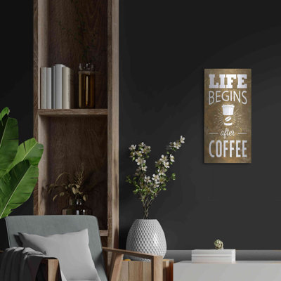 Trinx «Life Begins After Coffee» par Marla Rae, art mural en métal