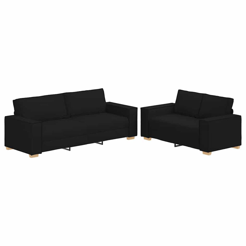 Ensemble de canapé 2 pièces avec coussins, Noir
