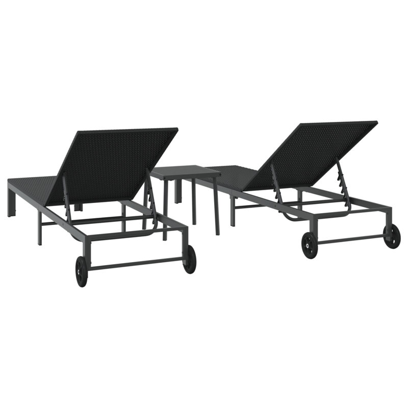 vidaXL Sunbed Reclining Poly Rattan Outdoor Seating Terrace, Black