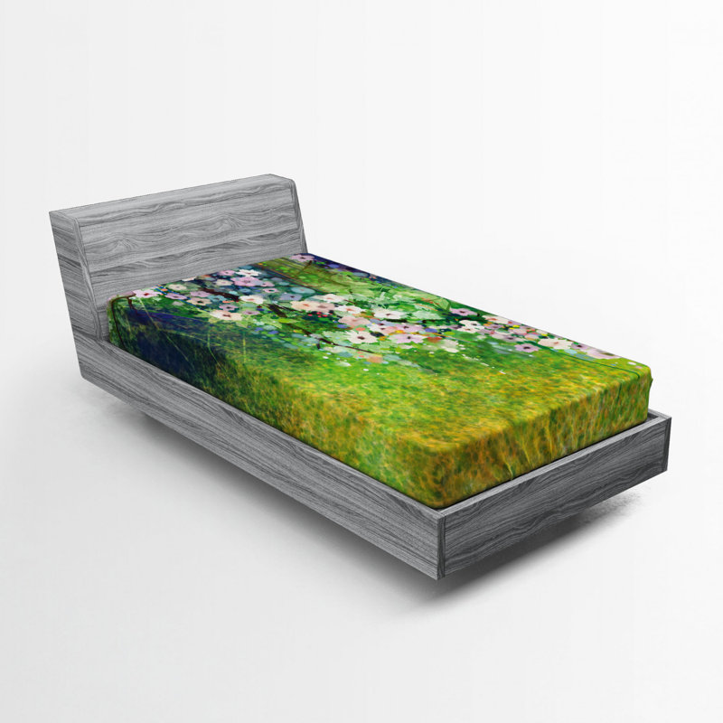 Microfiber Floral Fitted Sheet, Twin Fitted Sheet